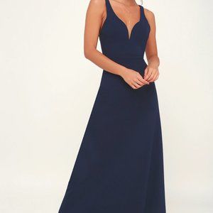 Lulus - Glamour Than This Navy Blue Maxi Dress - SP